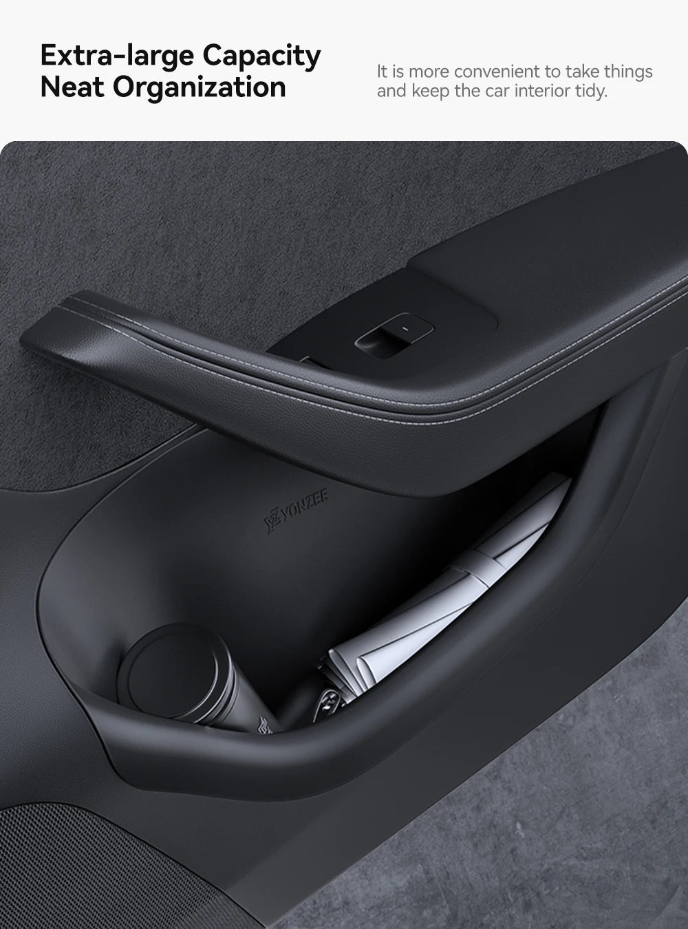 YZ For Tesla Model Y Juniper Model 3 Highland Door Side Storage Box Full-Cover Front and Rear Interior Storage Box Accessories
