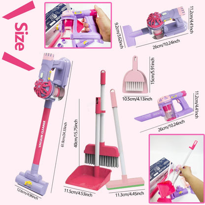 Kids Simulation Electric Vacuum Cleaner Toy Set Housekeeping Role Play Educational Toys for Toddlers Perfect Gift for Girls Boys