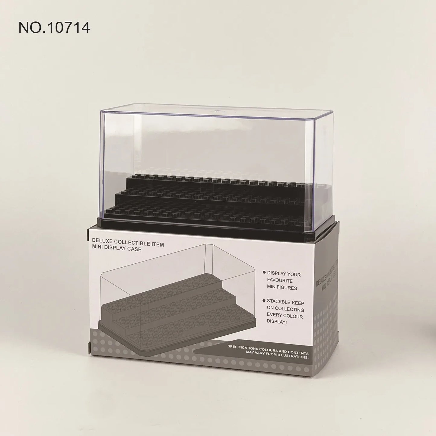 Display Case Clear Shelf Wide 3 Tier Box for Minifigures - Acrylic Protector for Small Pop Figures - Transparent Showcase Storag