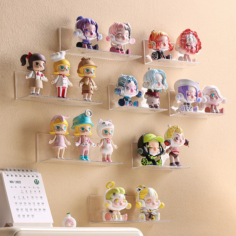 Self-Adhesive Transparent Acrylic Wall Mounted Figures Display Shelf Character Models Storage Rack Toy Stand Aromatherapy Holder