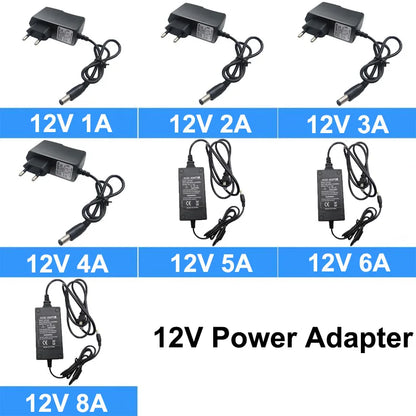 AC 110-240V DC 12V 1A 2A 3A 4A 5A 6A 8A Universal Power Adapter Supply Charger Adaptor EU US UK AU for LED light strips