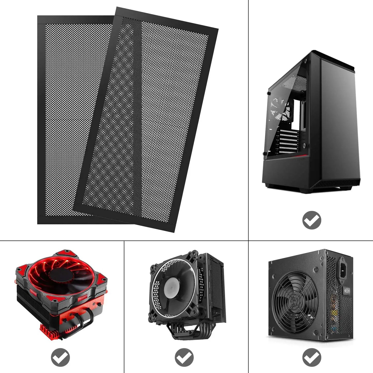12x12cm 12x24cm Dust Filter For Computer Cooler Fan, Magnetic Frame PC Fan Dust Mesh PC Cooler Filter Dustproof PVC Cover