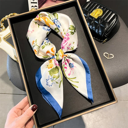 70cm Silk Feeling Square Scarf Women Satin Bandana Print Scarves Head Band Fashion Lady Hair Shawl Wrap Female Neckerchief Hijab