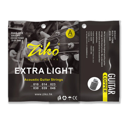 ZIKO DAG-010 6Pcs/Set Acoustic Guitar Strings Steel Core Copper Wound Guitarra Strings Acoustic Guitar Parts & Accessories