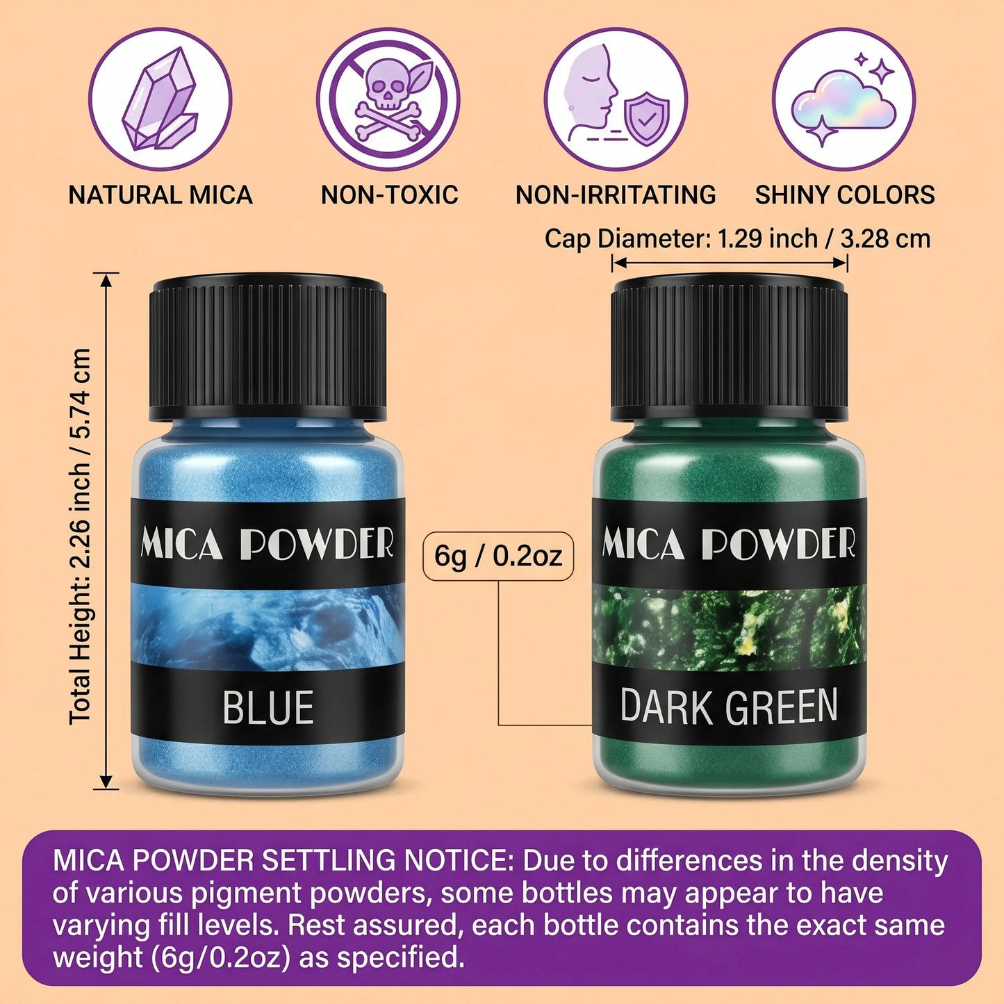 24Colors/Sets mica powder pigments, suitable for DIY resin, plaster, and candle molds; pearlescent resin pigments; jewelry-makin