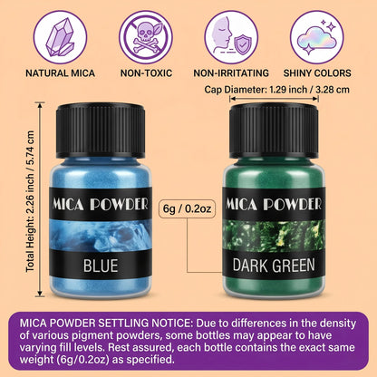 24Colors/Sets mica powder pigments, suitable for DIY resin, plaster, and candle molds; pearlescent resin pigments; jewelry-makin