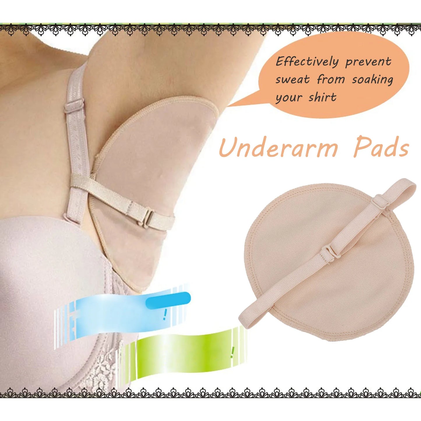 1Pair Underarm Sweat Pad Reusable Dress Clothing Absorb Armpit Sweat Perspiration Pads Absorbent Deodorant Pad For Woman Men