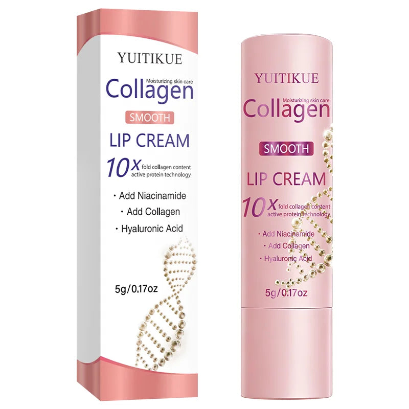 YUITIKUE 10X Collagen Lip Cream - Hyaluronic Acid & Niacinamide, Long-Lasting Hydration for Chapped Lips