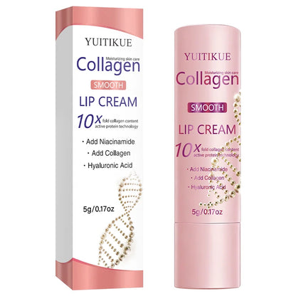 YUITIKUE 10X Collagen Lip Cream - Hyaluronic Acid & Niacinamide, Long-Lasting Hydration for Chapped Lips