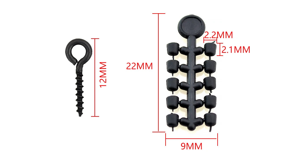 Hirisi 50pcs Rubber Beads for Carp Fish Hook Carp Fishing Accessories Fish Hook Stoper 20pcs Fishing Boilie Screw Chod Rigs