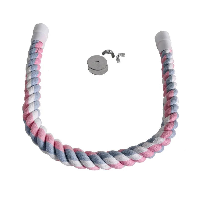 1PC Pet Bird Bite Toy Parrot Color Cotton Rope Toys Elastic Parrot Climbing Toys Sturdy Bird Swing rope Pet Cage Toy Swing Stand