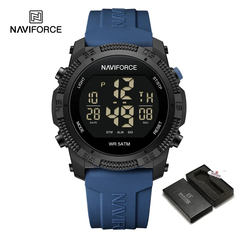 NAVIFORCE NF7104  Men's LCD Digital Casual Date and Week Alarm Waterproof Silicone Strap Electronic Watch