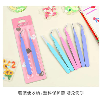 2pcs Tweezers Creative Macaroon Color Clip for DIY Decroative Journal Diary Scrapbook Sticker Tool Back To School Student Supply