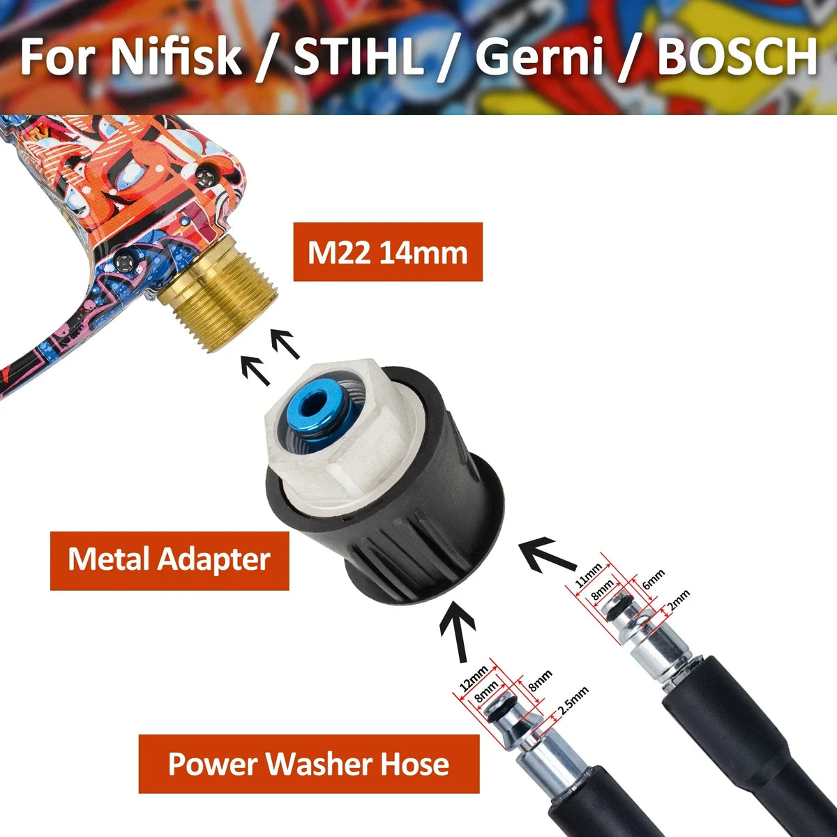 Pressure Washer Water Gun Kit for Car Cleaning Hose Connector For Karcher Nilfisk Parkside Bosch Quick Connector Nozzles