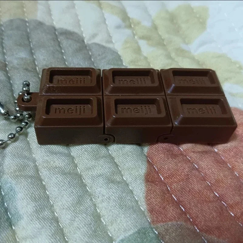 Simulated Meiji Chocolate Fidget Toy Bendy Snap-And-Play Stress Relief Jp Style Keychain Pendant Funny Gifts Creative Gadgets