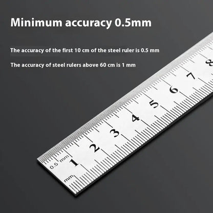 1Pcs 15/20/30/40/50/60100cm Stainless Steel Metal Straight Ruler For Home School Precision Measuring Tool Drawing Tool Supplies