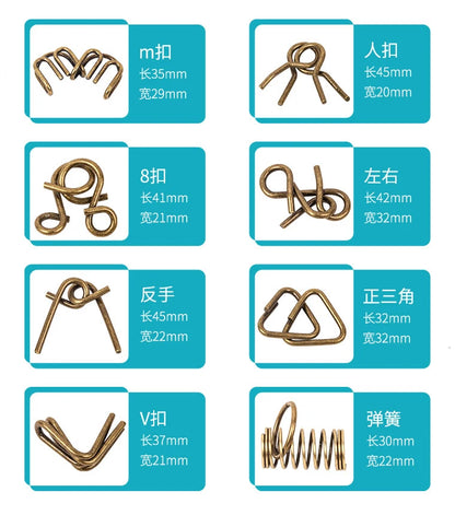 8Pcs/Set Metal Montessori Puzzle Wire IQ Logical Ability Training Stress Relief Toy for Children Adults Reliever Educational Toy