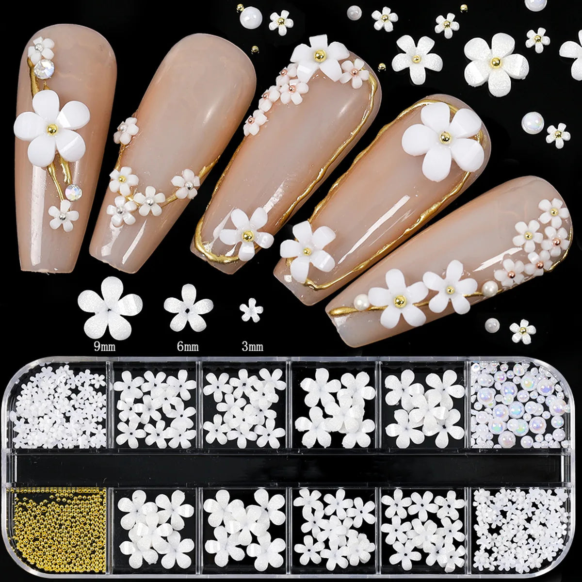 12Grids Mixed Mini Christmas Gems Nail Charms 2mm Luxury Crystal Nail Glitter Rhinestone Red/Green Flatback Christmas Nail Parts
