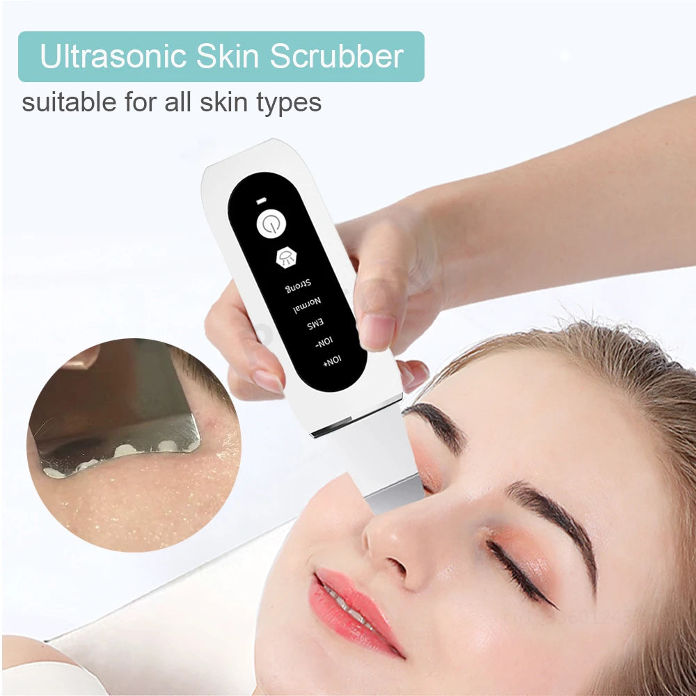 Ultrasonic Skin Scrubber Facial Peeling Face Scrubber Blackhead Remover Ance Pore Deep Facial Cleaning Spatula Facial Cleanser