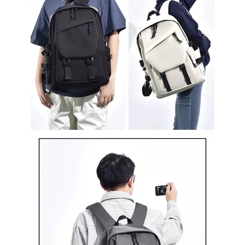 One 15 Inch Polyester Waterproof Solid Color Simple Men's Backpack Fashion Couple Student Computer Backpack