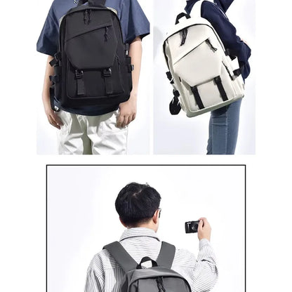 One 15 Inch Polyester Waterproof Solid Color Simple Men's Backpack Fashion Couple Student Computer Backpack