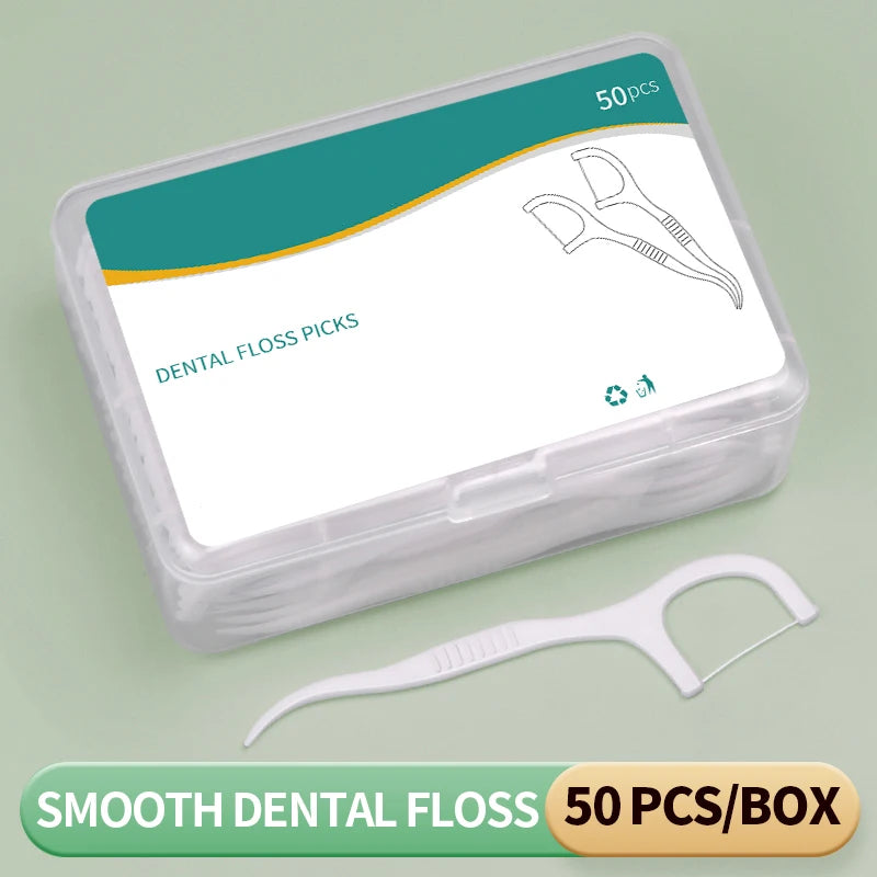 300PCS - Fine and smooth polymer disposable dental floss stick, toothpick, interdental cleaning supplies