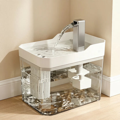 Cat Water Fountain with Auto Filter Transparent Anti-Dry Burning Recirculating Dispenser Includes Pump for Cats