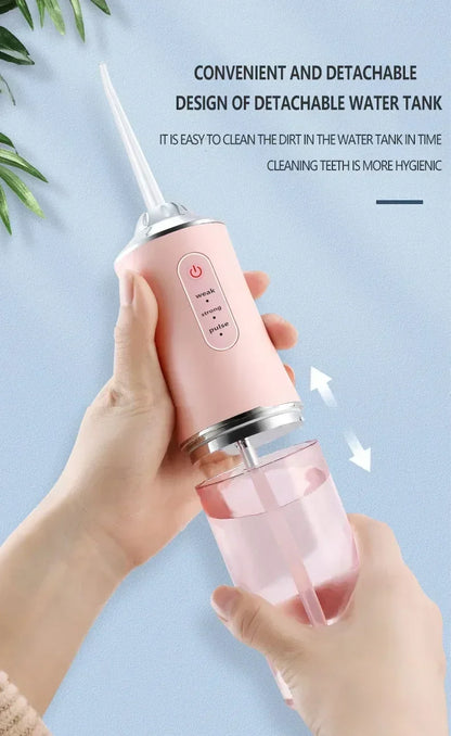Oral Irrigator Portable USB Rechargeable Dental Water Flosser Water Jet Floss Tooth Pick 4 Jet Tip 220ml 3 Modes IPX7 Waterproof