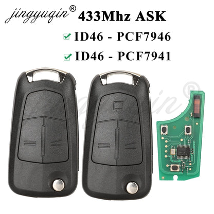 jingyuqin Flip Remote Car Key 433Mhz For Opel/Vauxhall Astra H 2004-2009 Zafira B 2005-2013 Vectra C 2002-2008 Corsa D 2007-2012