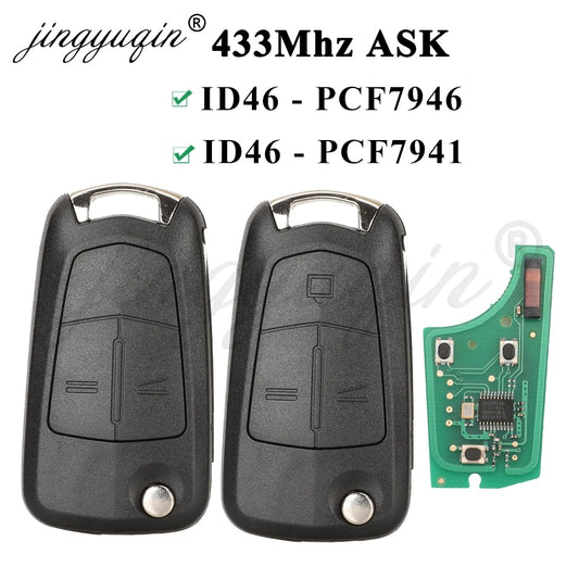 jingyuqin Flip Remote Car Key 433Mhz For Opel/Vauxhall Astra H 2004-2009 Zafira B 2005-2013 Vectra C 2002-2008 Corsa D 2007-2012
