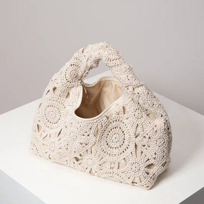 Pattern Hollow Woven Handbag，Bohemia Beach Bags for Women，Crochet Set，Beach Accessories Women，Travel Must Haves（Random Pattern）