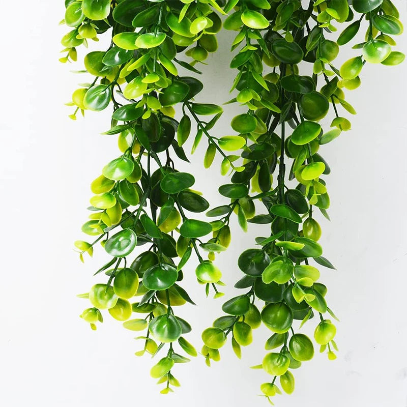 Artificial Hanging Plants Faux Eucalyptus Leaf Greenery Vine Outdoor UV Resistant Plastic Plants for DIY Home Wedding Decoration