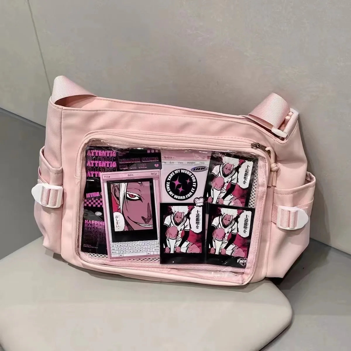 New Japan Style Transparent Postcard Display Shoulder Women Badge DIY Decoration Crossbody Bag Anime Expo Class Tote Itabag
