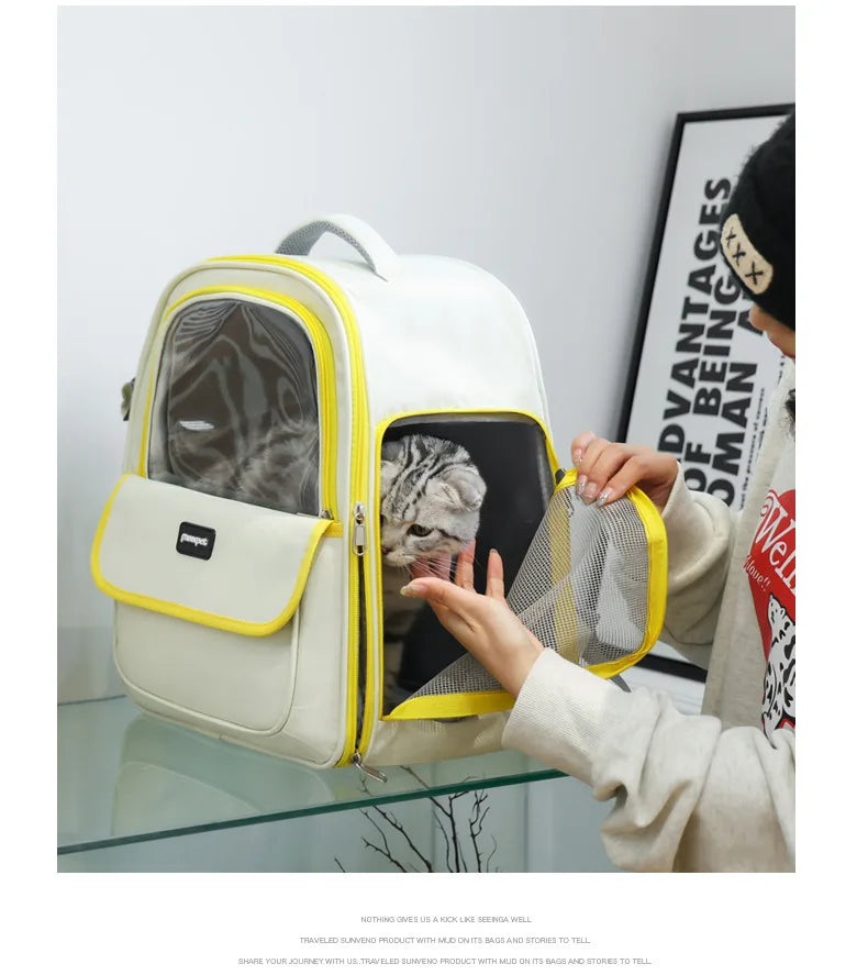 Large Capacity Breathable Mesh Portable Foldable Pet Carrier Backpack for Dog and Cat Outdoor Travel Camping Hiking Supplies