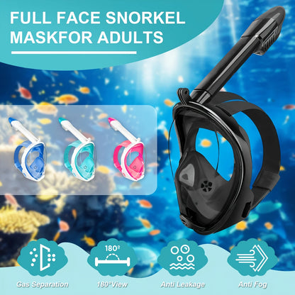 XIAOTREE Full-face snorkeling mask with removable camera mount (camera not included), anti-fog and leak-proof view