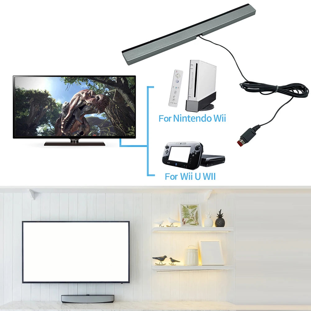 Wired Motion Sensor Receiver with Extension Cord Remote Infrared Ray IR Inductor Bar Wired Remote Sensor Bar for Nintendo Wii