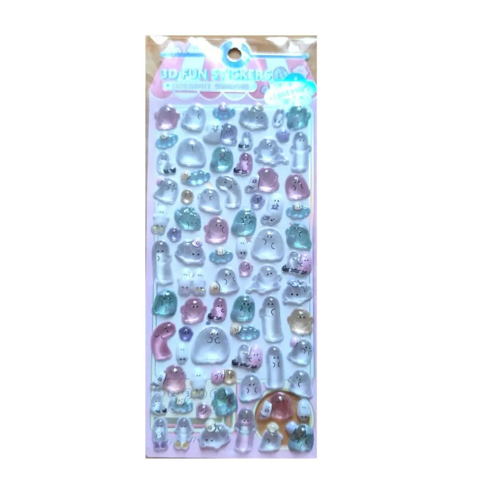 4-Piece Kids' Cartoon Cute Soft Ghost 3D Stickers - Adorable 3D Decor Decals for Phones, Notebooks(Anime Worlds Store)