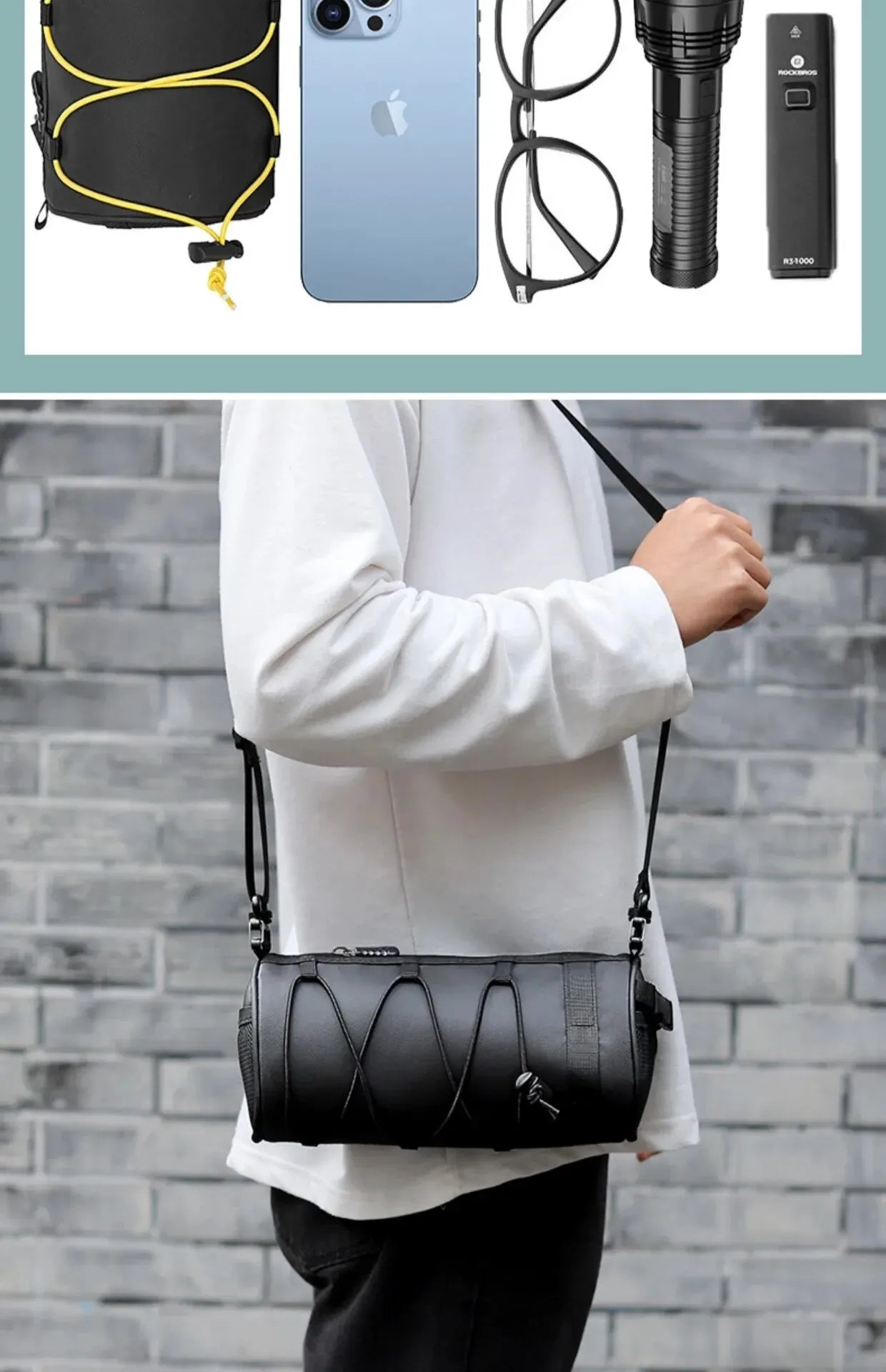 OFFBONDAGE Bike Front Bag Bicycle Bag Storage Outside Multifunction Riding Bag Mountain Bike Front Bag Bicycle Accessories