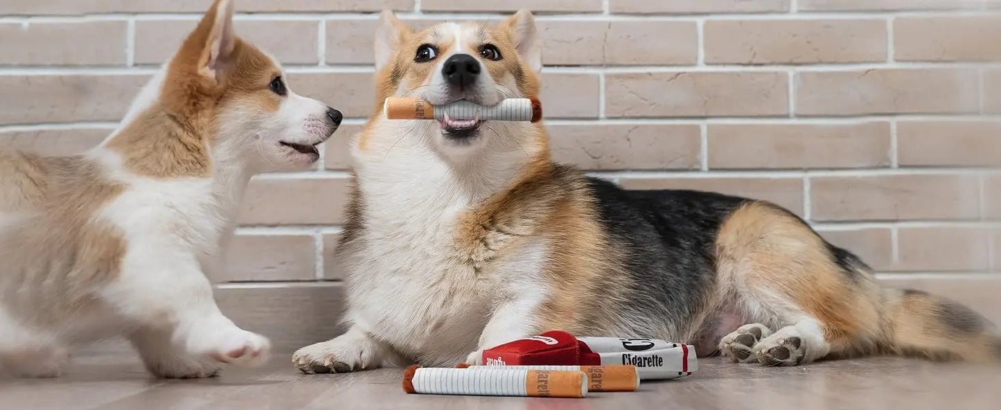 Funny Interactive Plush Dog Toys Creative Cigarette Interactive Giggles Dog Toys Funny Plush Chewing Toy Cigaret Box Pet Gifts