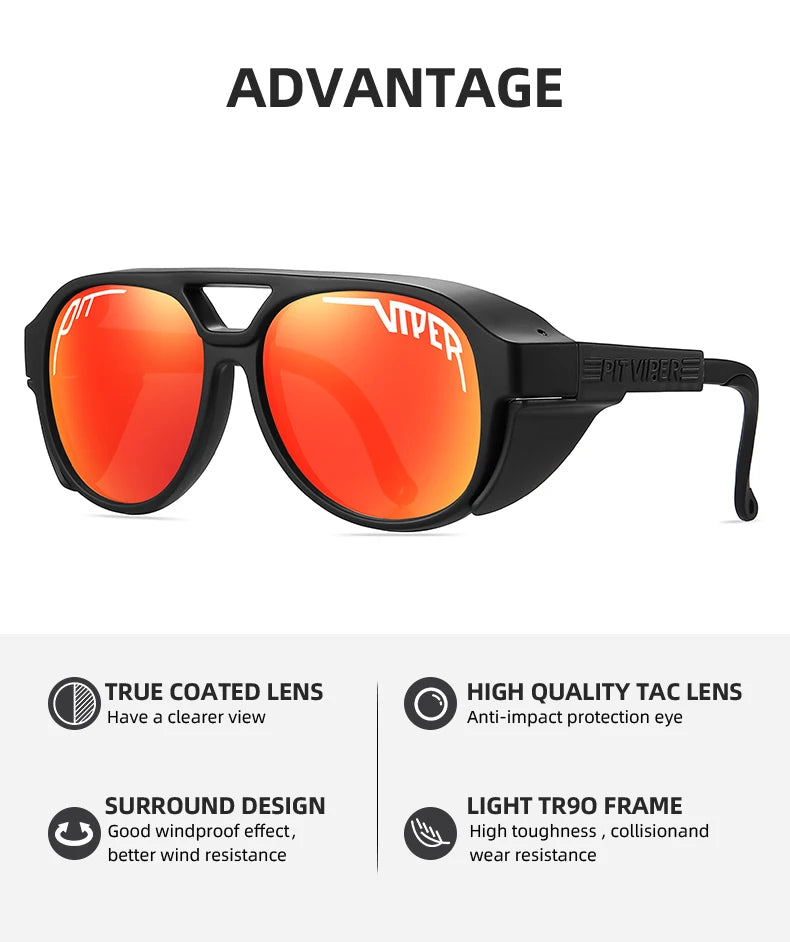 PIT VIPER Men Cycling Glasses MTB Bicycle Eyewear UV400 Road Bike Goggles Windproof Sport Women Sunglasses