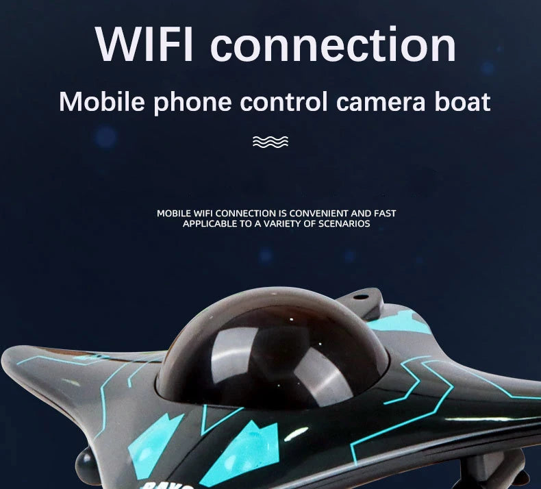 6CH RC Boat with Submersible Underwater Camera Remote Control Wifi FPV Remote Control Boats Radio Control Toy for Boys Kid Gifts