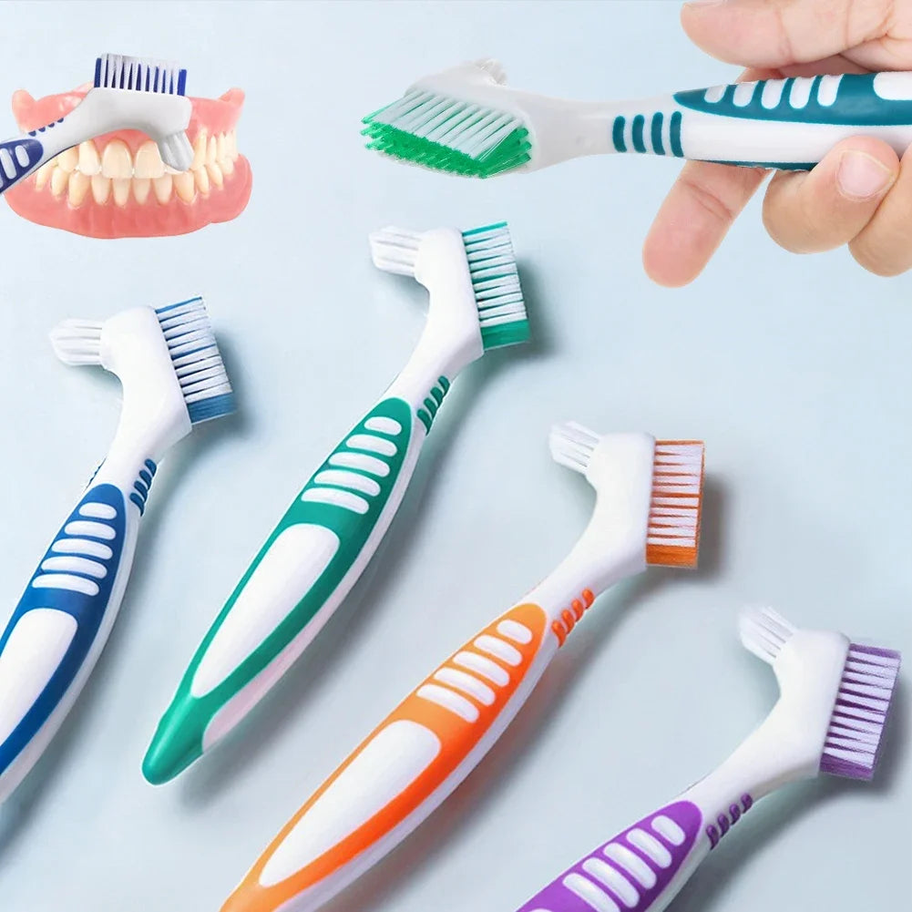 Daily Cleaning of Dentures with Dual Head Toothbrush Braces Orthodontic Retainer Brush Oral Cleaning Brush Oral Cavity Care Tool