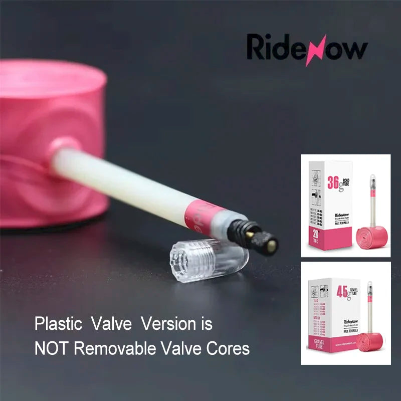 RideNow 700c Tpu Inner Tube 700Cx18-32C/32-47C Road Gravel Bike Plastic Valve & Removable Metal Valve Core External Thread Tube