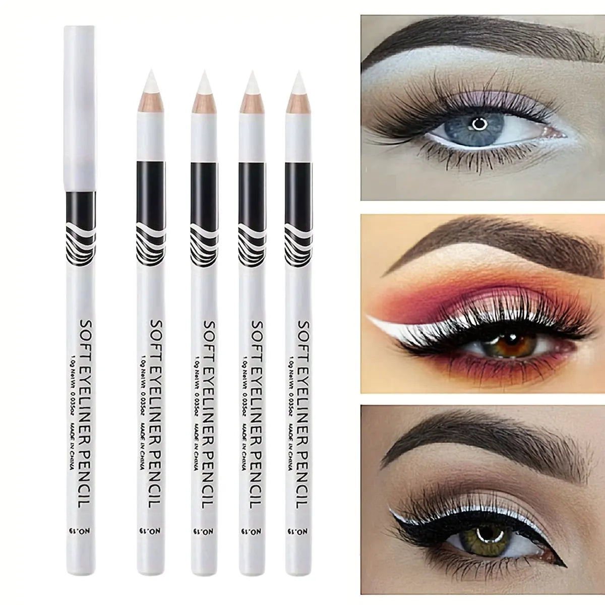 Wooden Rod White Inner Eyeliner Pen Eyelid Under Crease Pen Matte White Pen Beauty Eyeliner Easy Coloring