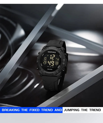 NAVIFORCE NF7104  Men's LCD Digital Casual Date and Week Alarm Waterproof Silicone Strap Electronic Watch