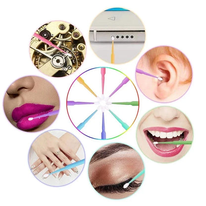 100/500Pcs Crystal Micro Applicator Brush for Eyelash Extension, Micro Cotton Swabs, Lips Mascara Wands Pink Microbrush LAUKISS