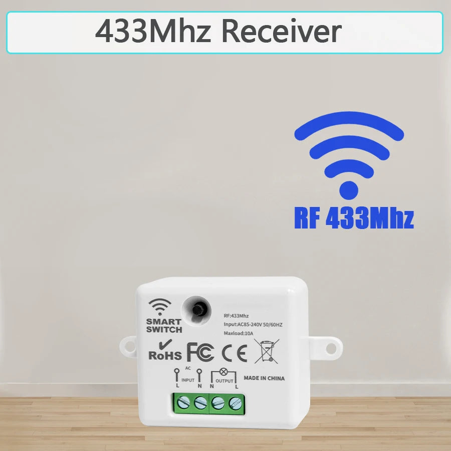 Wireless Light Wall Switch Relay Receiver RF 433Mhz 1/2/3Gang Panel Switch Remote Control Interruptor for LED Lamp 10A 110V 220V