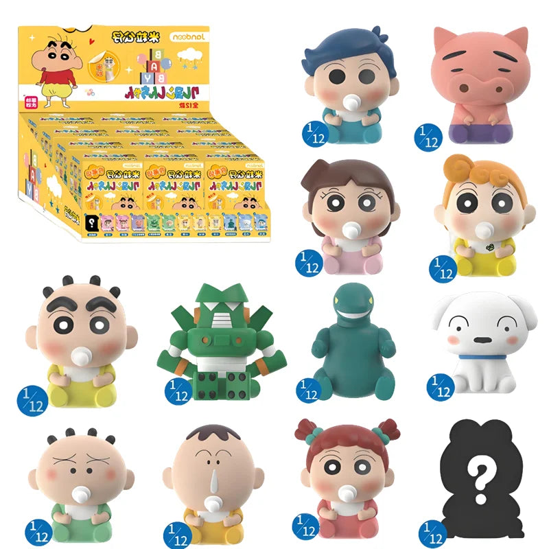 Crayon Shin-Chan Anime Figures Creative Peripheral Dinosaur Diary Baby Rice Grains Doll Model Blind Boxs Toys Children's Gifts