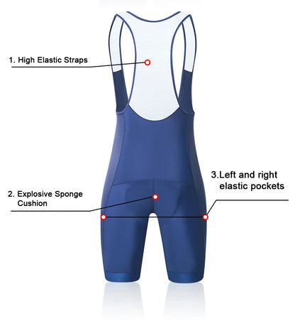 X-TIGER Men's Cycling Shorts Long Distance Riding Bib Shorts Pro Men's Cycling Shorts High Density Foam Cushion 5 CM Leg Gripper