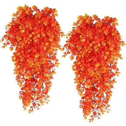Artificial Hanging Plants Faux Eucalyptus Leaf Greenery Vine Outdoor UV Resistant Plastic Plants for DIY Home Wedding Decoration